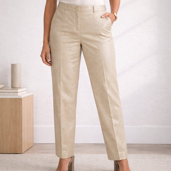Anne Klein Metallic Shimmer Pants – Size 4 – Elegant & Chic - Picture 2 of 8